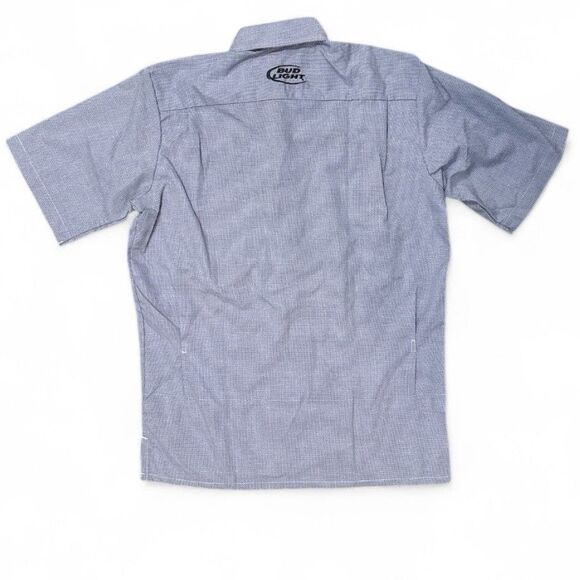 Budweiser Shirt Bud Light Button up work Blue Men’s Sz M 15-15 1/2 Checkered NWT - Picture 2 of 10